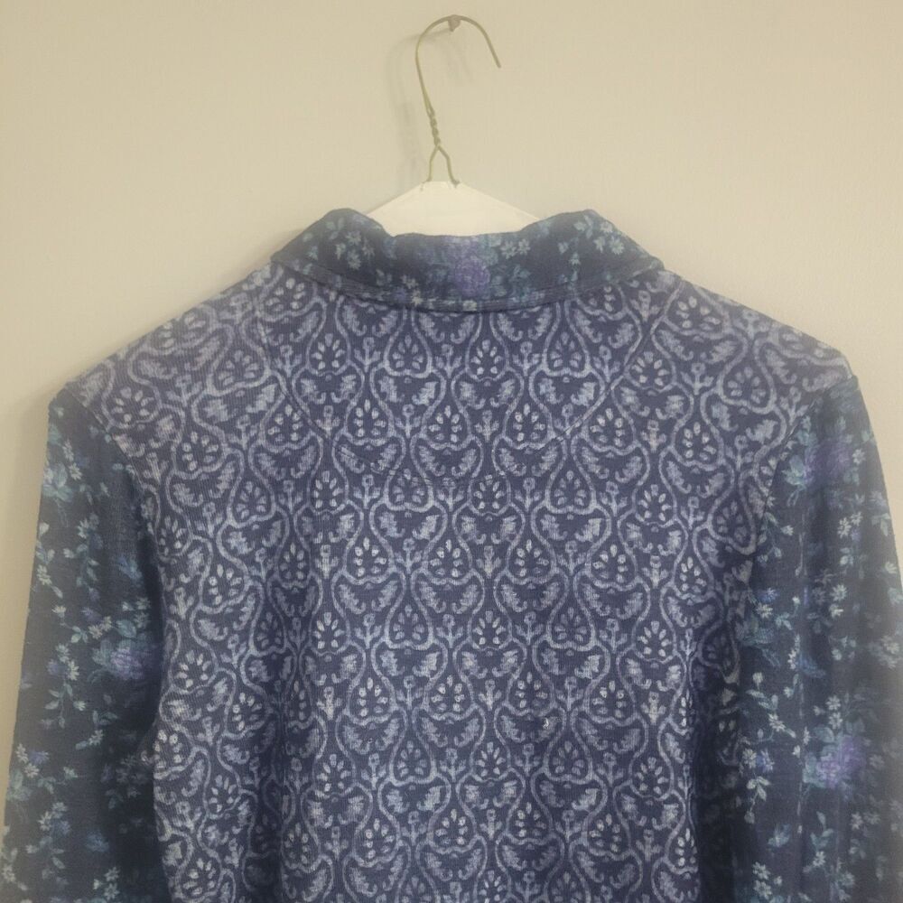 Sundance Size Small 3/4 Sleeve 3/4 Button Up Shirt Women Floral Patchwork Blue - Picture 4 of 7